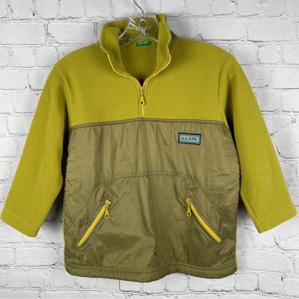 UNITED COLORS OF BENETTON kids wasabi green fleece sweater top, size S